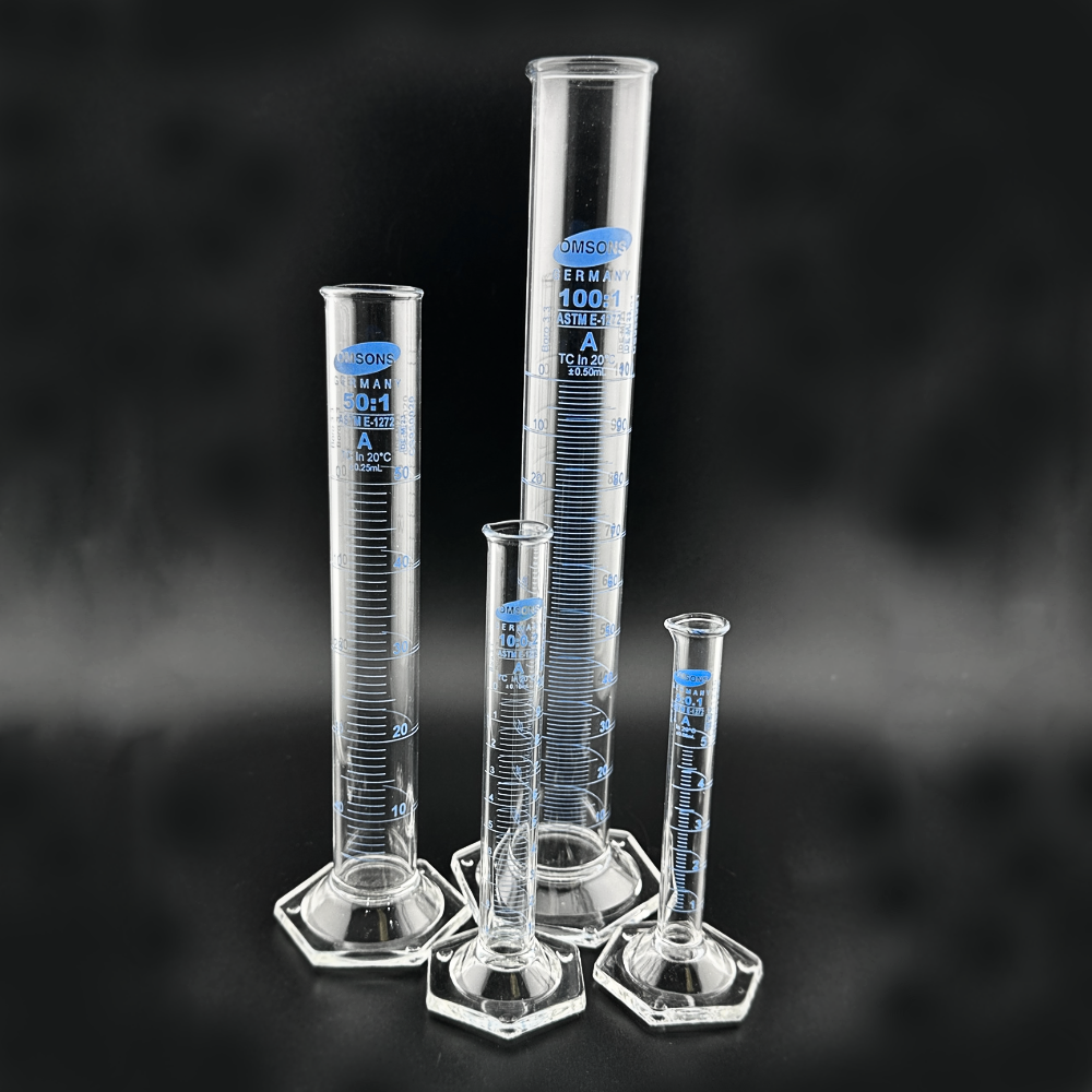 OMSONS - Glass Beaker & Certified Graduated Cylinder Set – 6 Beakers (10ml–1000ml) + 4 Cylinders (5ml–100ml) | Heat-Resistant Beakers, Accurate Lab-Grade Cylinders for Science Experiments, School & Home Labs